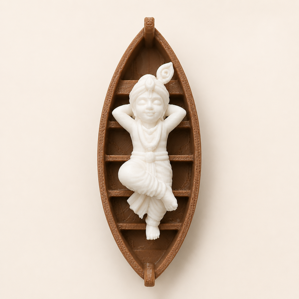 Krishna in boat miniature figurine for embedding in epoxy resin art projects