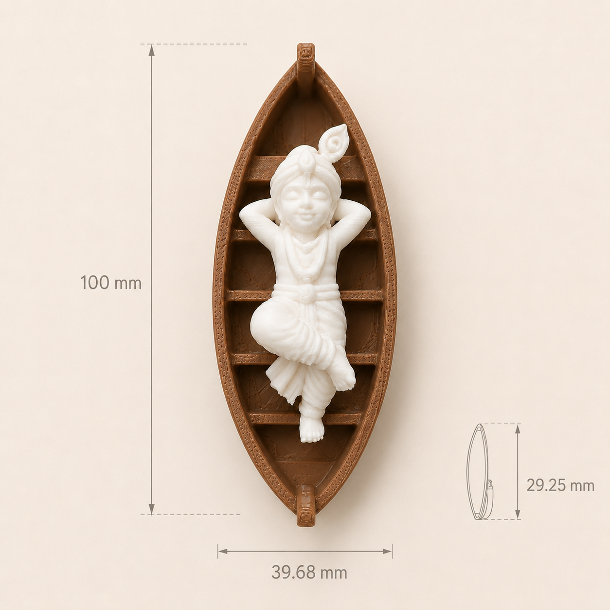 Krishna in boat miniature figurine for embedding in epoxy resin art projects