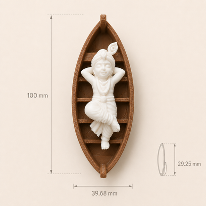 Krishna in boat miniature figurine for embedding in epoxy resin art projects