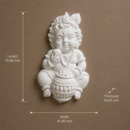 Baby Krishna Flat Back 3D Printed Half Miniature