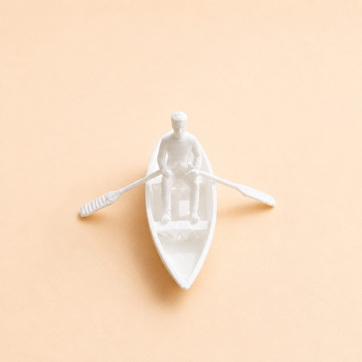 Boat with man and paddles miniature figurine for resin art and diorama decoration