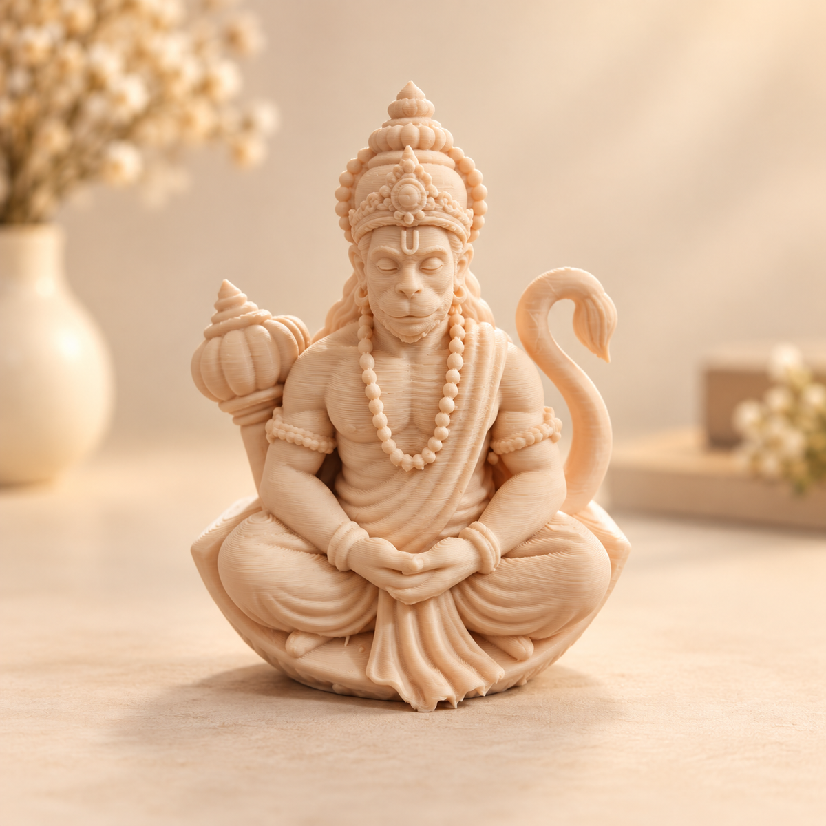 Hanuman Ji Meditation Half 3D Printed Miniature figurine for pooja room and spiritual decor