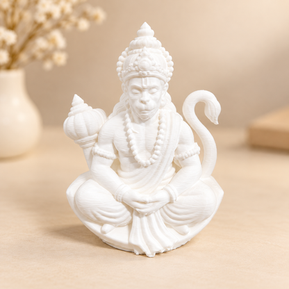 Hanuman Ji meditation half 3D printed miniature figurine for epoxy resin casting, shown in detail view