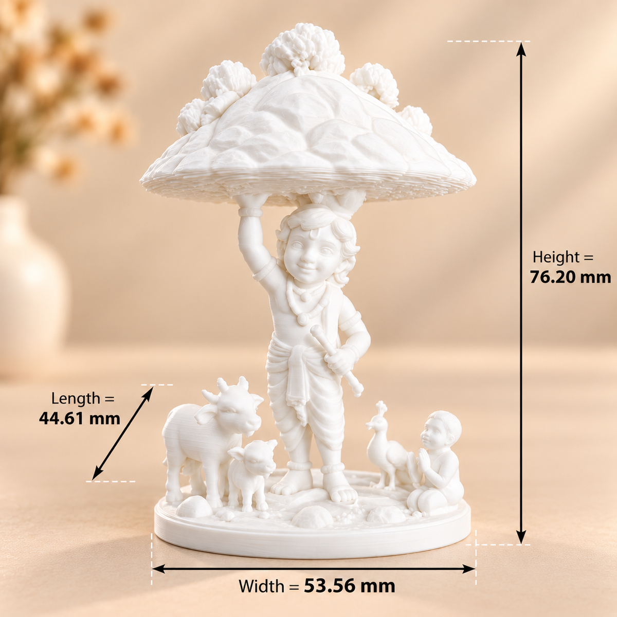 Krishna Govardhan 3D printed miniature figurine for resin art and epoxy craft projects