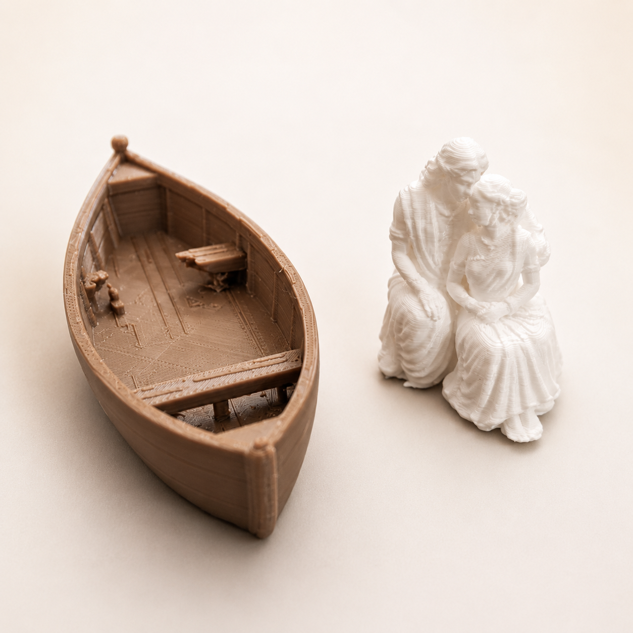 Radha Krishna sitting on boat miniature figurine for resin art and devotional decor by Shrebhavi
