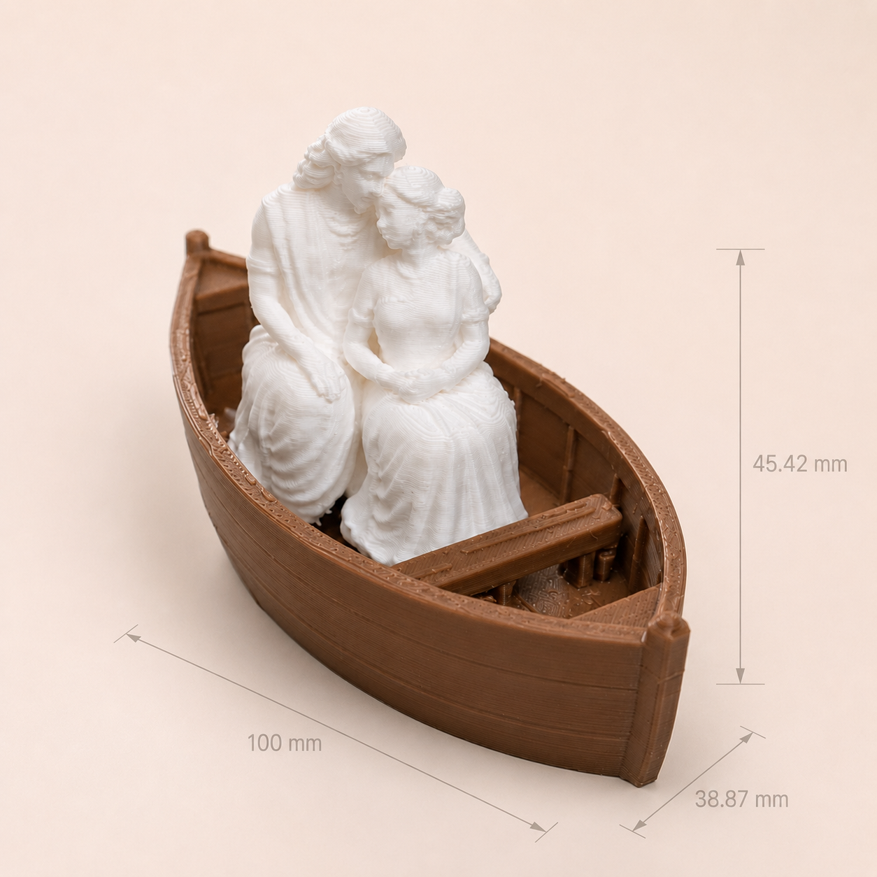 Radha Krishna sitting on boat miniature figurine for resin art and devotional decor by Shrebhavi