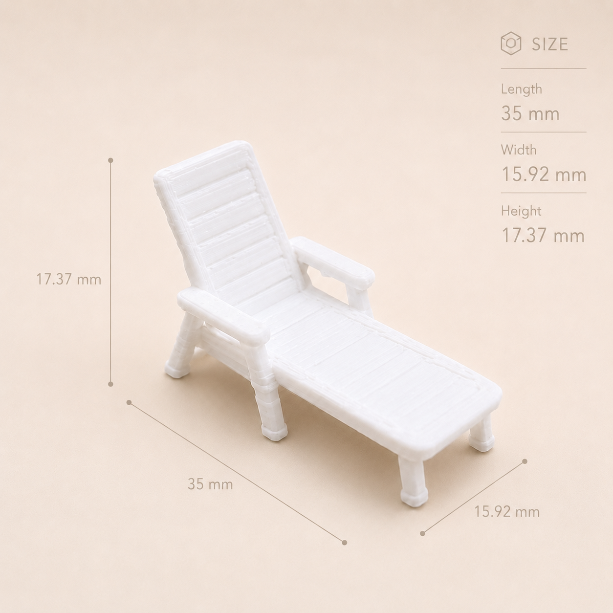 Tiny beach chair miniature prop for resin diorama and craft projects