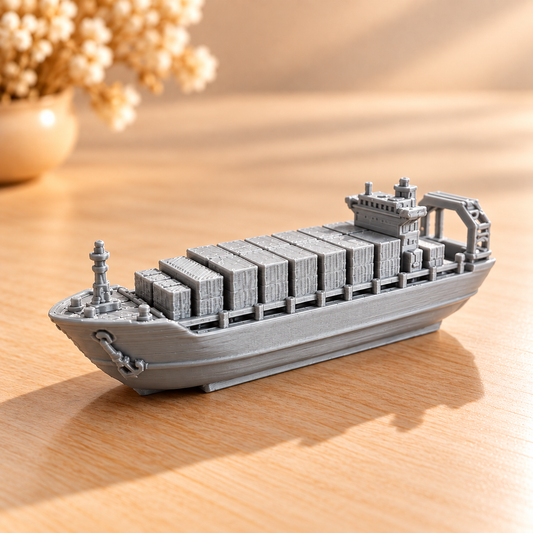 3D printed container ship miniature for embedding in epoxy resin ocean art and dioramas