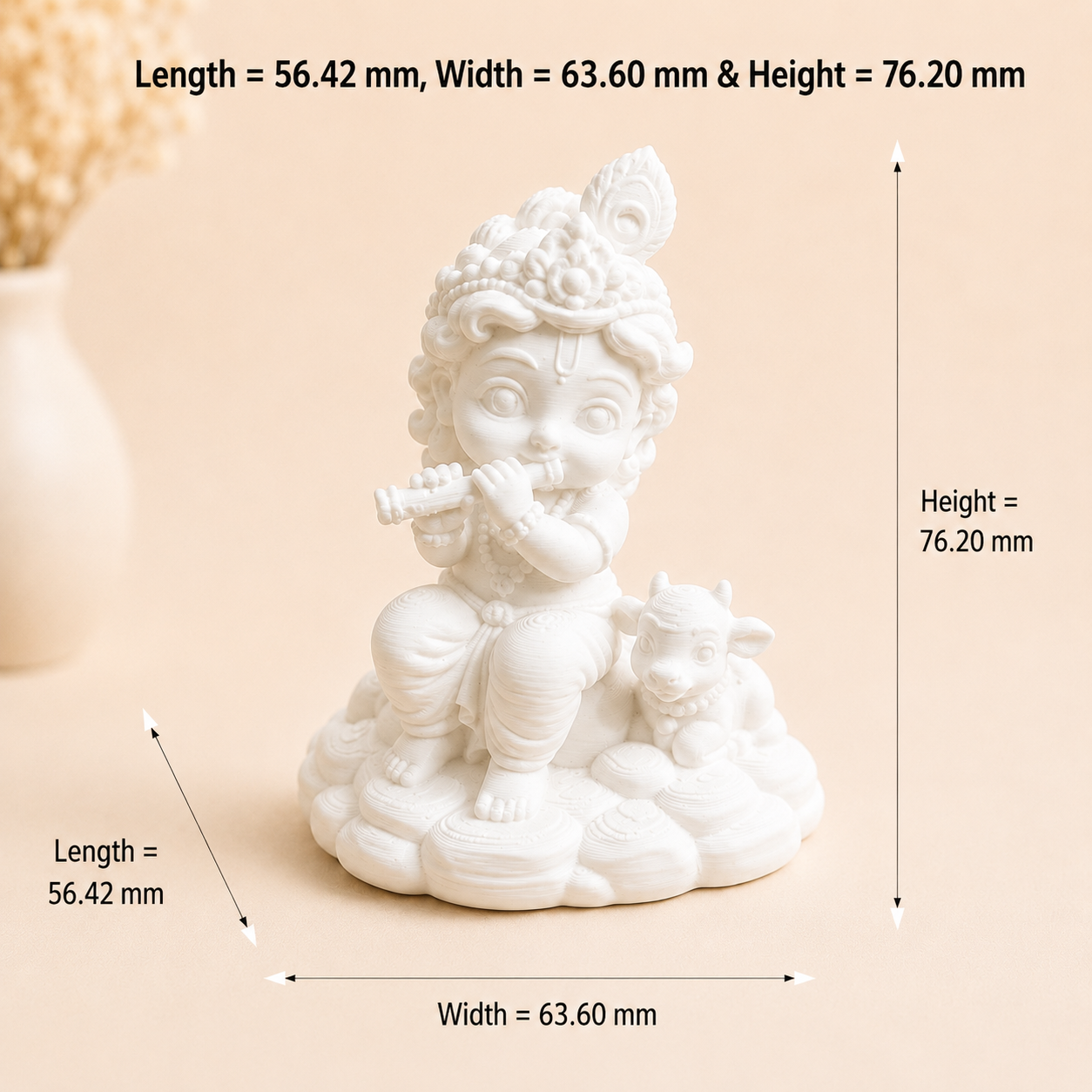 Cute Bal Krishna with Calf 3D Printed Miniature