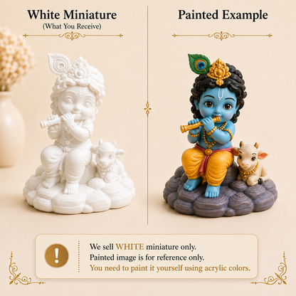 Cute Bal Krishna with Calf 3D Printed Miniature