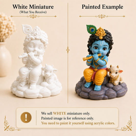 Cute Bal Krishna with Calf 3D Printed Miniature