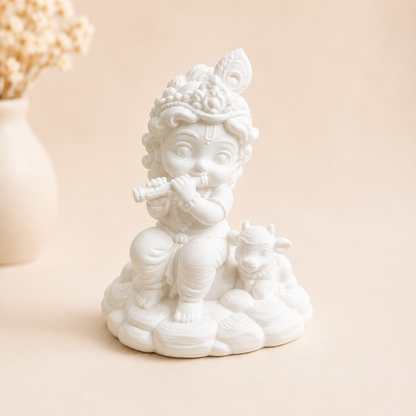 Cute Bal Krishna with Calf 3D Printed Miniature