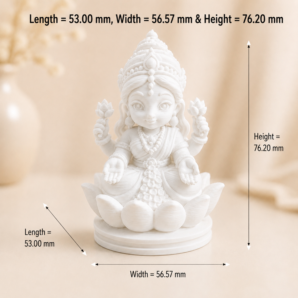Cute Goddess Lakshmi 3D Printed Miniature