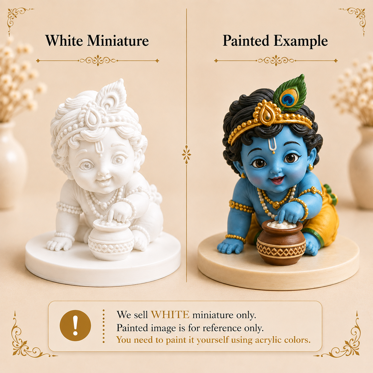 Cute Laddu Gopal with Makhan Matki 3D Printed Miniature