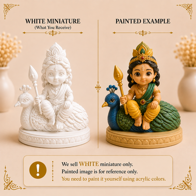 Cute Lord Kartikeya Murugan with peacock 3D printed miniature figurine for resin art and home decor