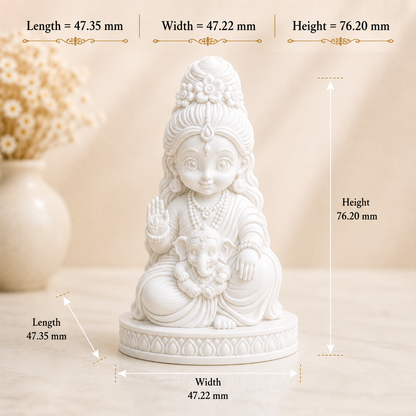 Cute Mata Parvati with Baby Ganesha 3D Printed Miniature