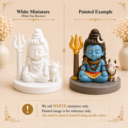 Cute Meditating Lord Shiva with Nandi & Trishul 3D Printed Miniature