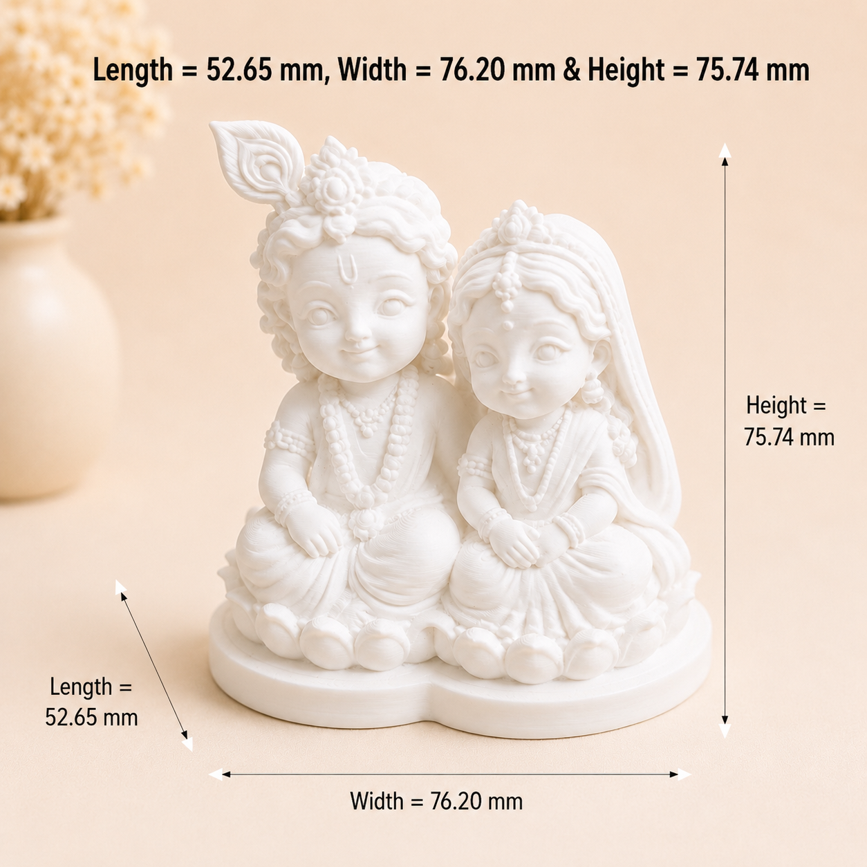 Cute Radha Krishna 3D Printed Miniature