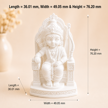 Cute Ram Ji sitting on royal throne 3D printed miniature figurine for resin art and devotional craft projects