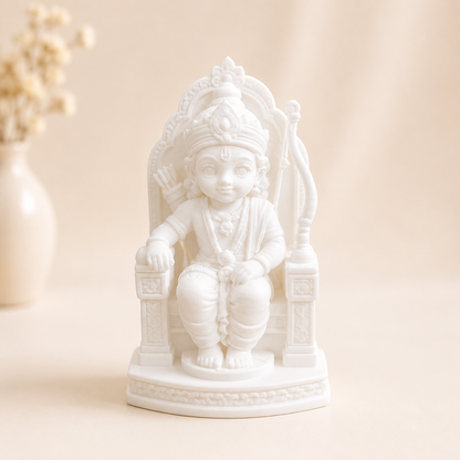 Cute Ram Ji sitting on royal throne 3D printed miniature figurine for resin art and devotional craft projects
