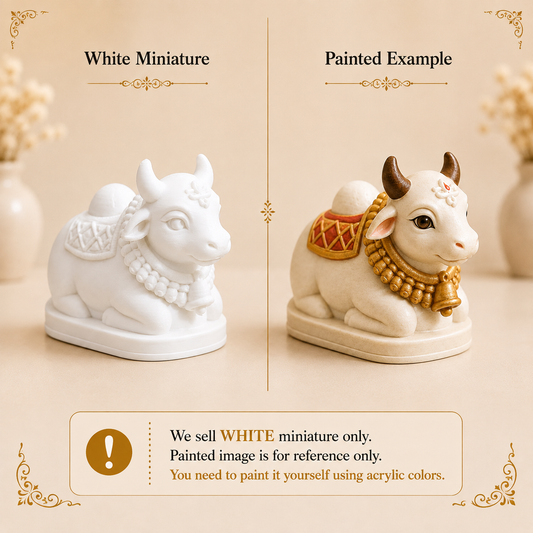 Cute seated Nandi Maharaj 3D printed miniature figurine for resin art and epoxy embedding by Shrebhavi