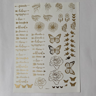 A4 Embossed Sticker Sheet D88 for scrapbooking, journaling and resin art crafts