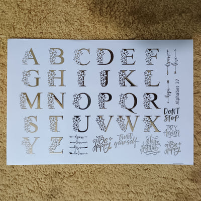A5 Embossed Stickers Sheet D67 for resin art, scrapbooking and journaling crafts