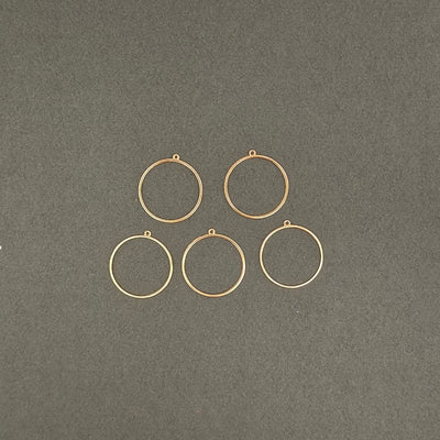 Gold Round Pendant Bezels (5pcs)