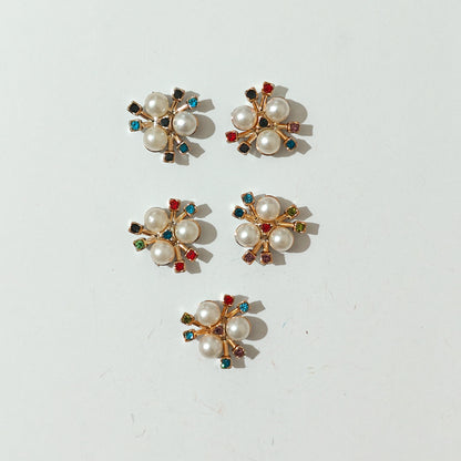 Multi Color Gold Flower Embellishment (5pcs)