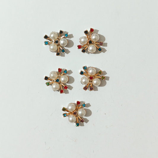 Multi Color Gold Flower Embellishment (5pcs)