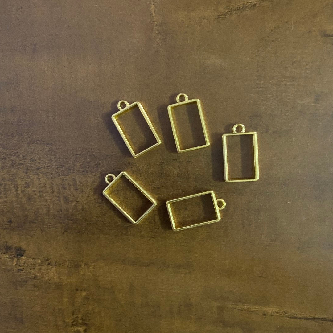 Gold Rectangle Pendant Bezels (5pcs)