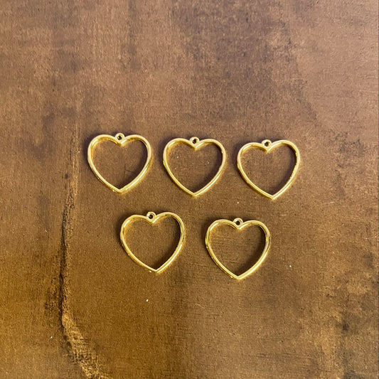 Gold Heart Shape Pendant Bezels (5pcs)