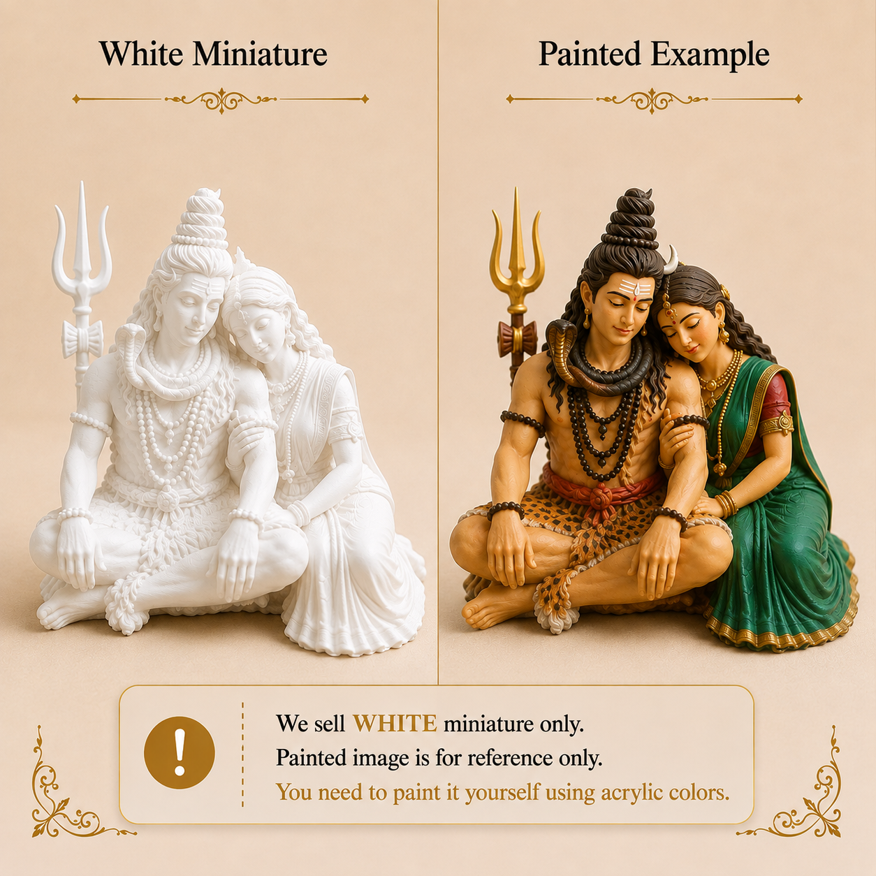 Lord Shiva and Maa Parvati 3D printed miniature figurine for resin art and epoxy casting by Shrebhavi