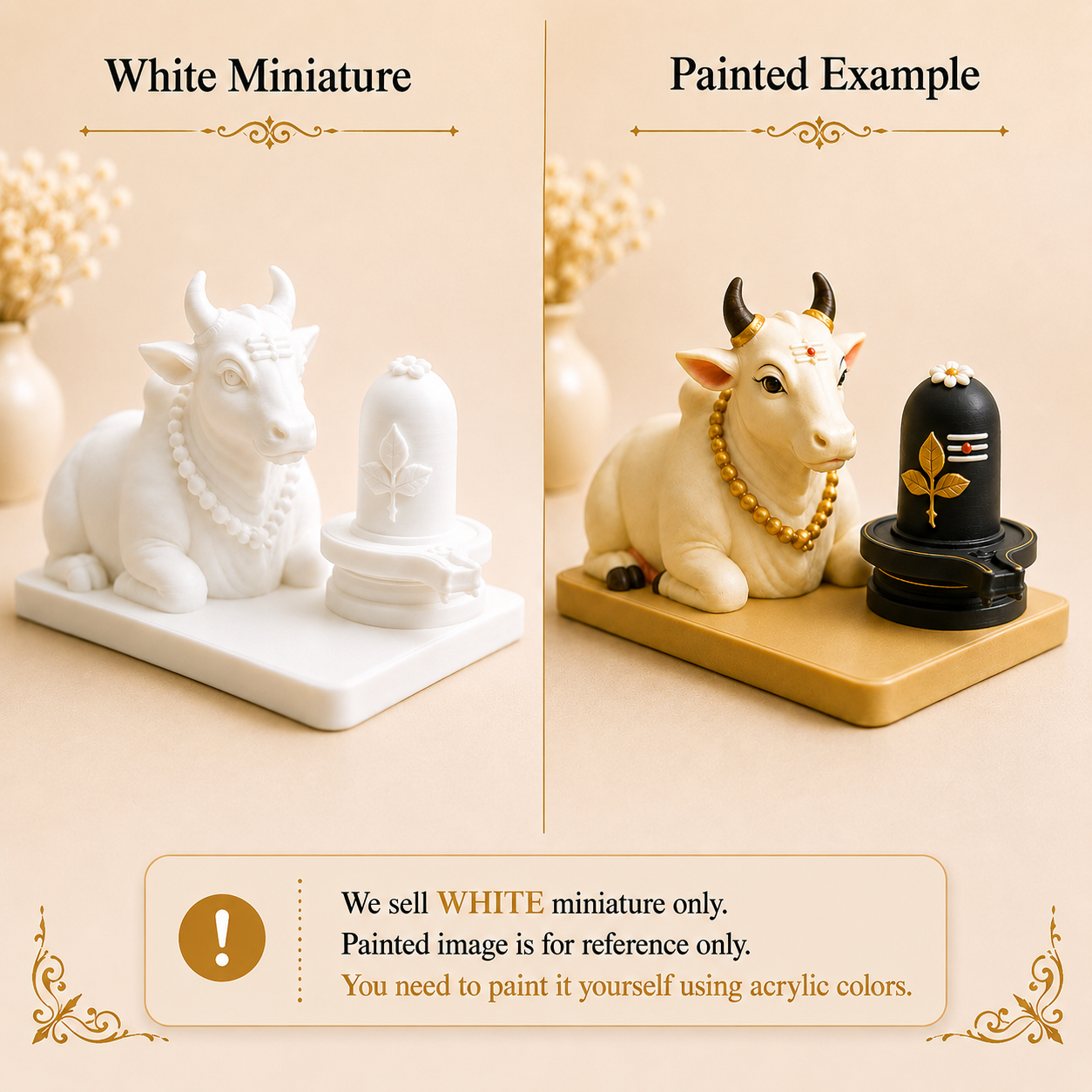 Nandi with Shivling 3D Printed Miniature