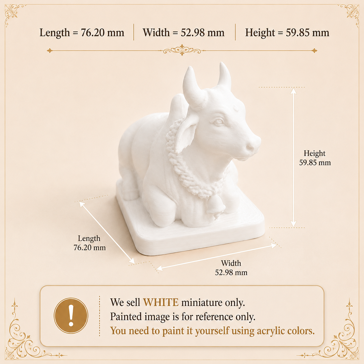 Sacred Seated Cow 3D Printed Miniature
