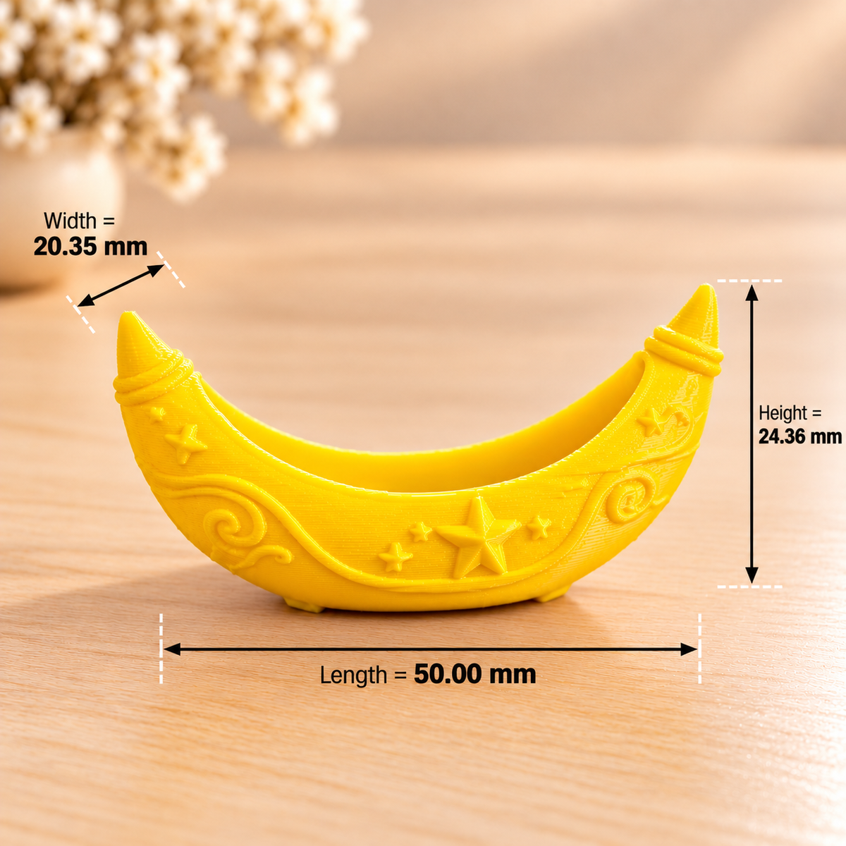 Crescent moon boat 3D printed miniature for resin art embeds and epoxy craft projects by Shrebhavi
