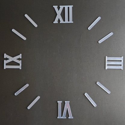 Roman Acrylic Clock Numbers With Sticks (Silver)