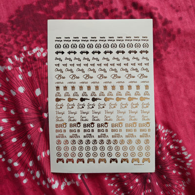 A5 Embossed Sticker Sheet Design 3 for scrapbooking, planners and craft projects