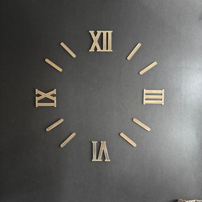 Roman Acrylic Clock Numbers With Sticks (Gold)