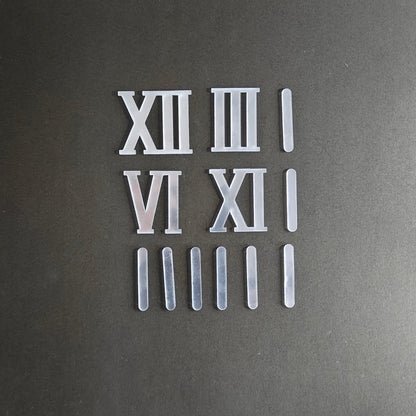 Roman Acrylic Clock Numbers With Sticks (Silver)