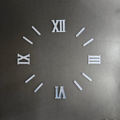 Roman Acrylic Clock Numbers With Sticks (Silver)