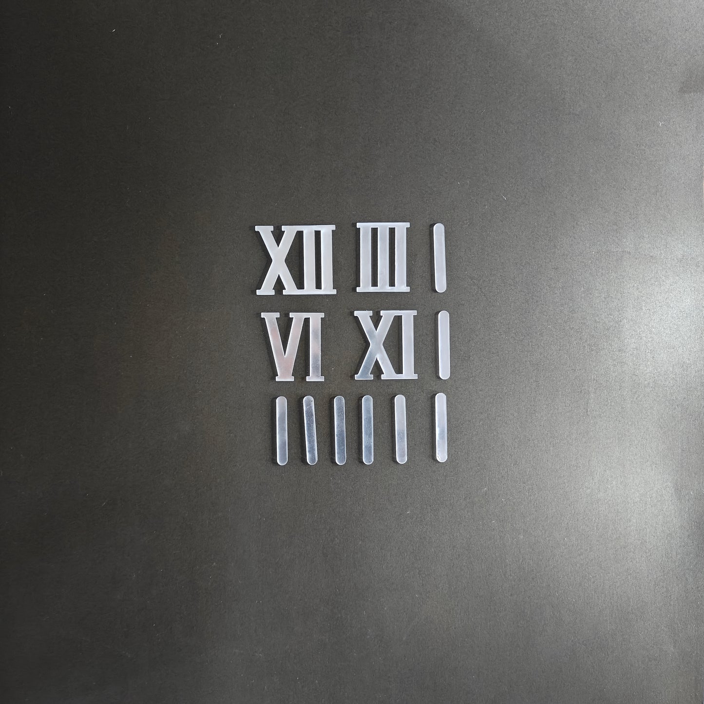 Roman Acrylic Clock Numbers With Sticks (Silver)